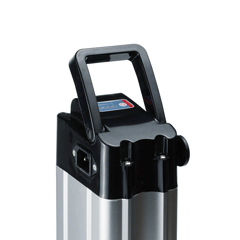 36V 13ah 468 Wh सिल्वर फिश ईबाइक बैटरी टॉप डिस्चार्ज आरसीए चार्जिंग पोर्ट