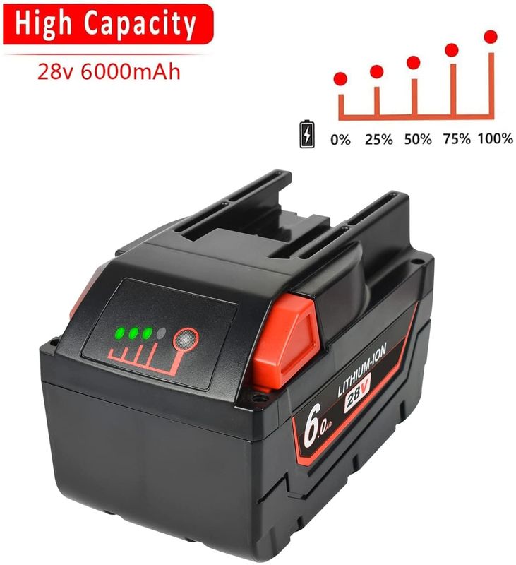 6000mAh वायरलेस पावर टूल्स बैटरी प्रतिस्थापन 28V मिल्वौकी मिल्वौकी के साथ संगत 48-11-2830 M28