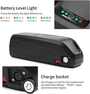 36V Ebike Hailong डाउनट्यूब लिथियम बैटरी इलेक्ट्रिक बाइक के लिए यूएसबी चार्जर के साथ शामिल